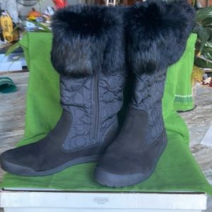 Authentic Coach Black Faux Fur topped Boots